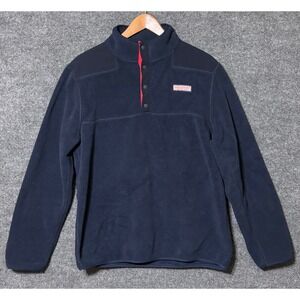 Vineyard Vines The Shep Shirt Fleece Pullover Navy Blue Men's Size L Snap Neck